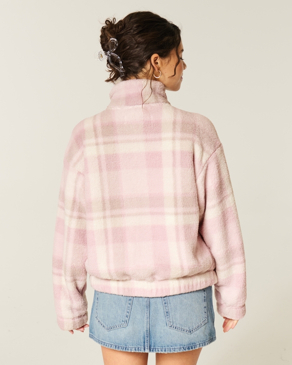 Gilly Hicks Sherpa Zip-Up Sweatshirt, Light Lilac Plaid view 2