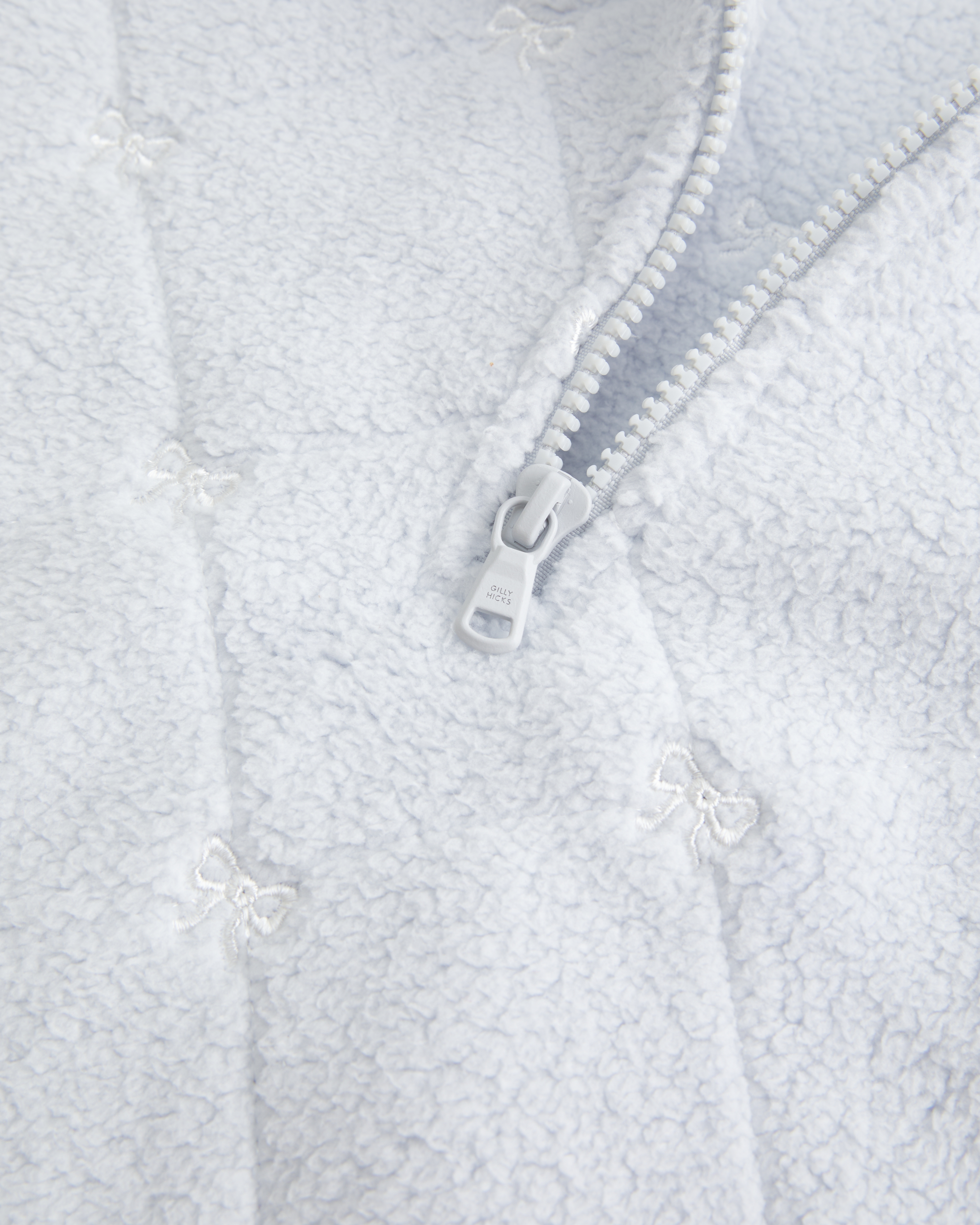 Gilly Hicks Bow Embroidery Sherpa Quarter-Zip Sweatshirt