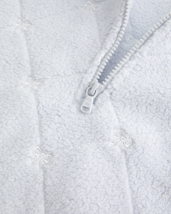 Gilly Hicks Bow Embroidery Sherpa Quarter-Zip Sweatshirt
