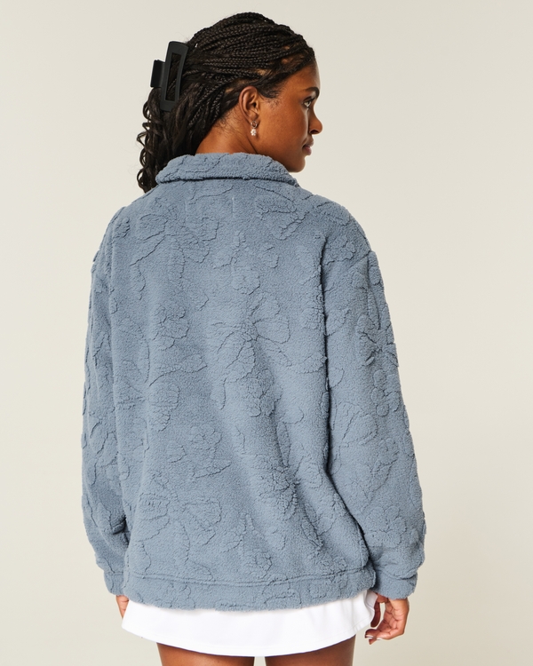 Gilly Hicks Sherpa Quarter-Zip Sweatshirt, Blue Grey view 2