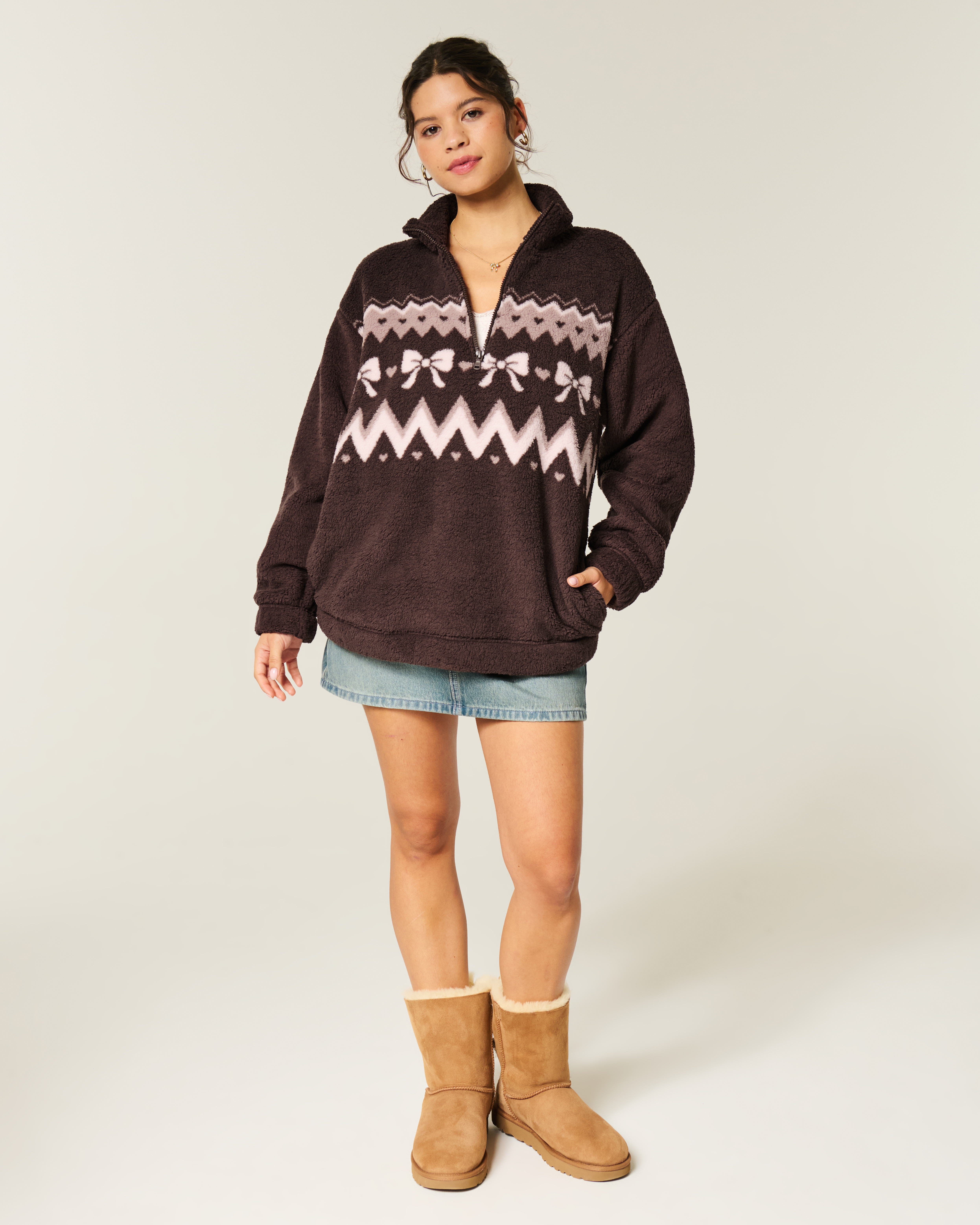 Gilly Hicks Sherpa Quarter-zip Sweatshirt