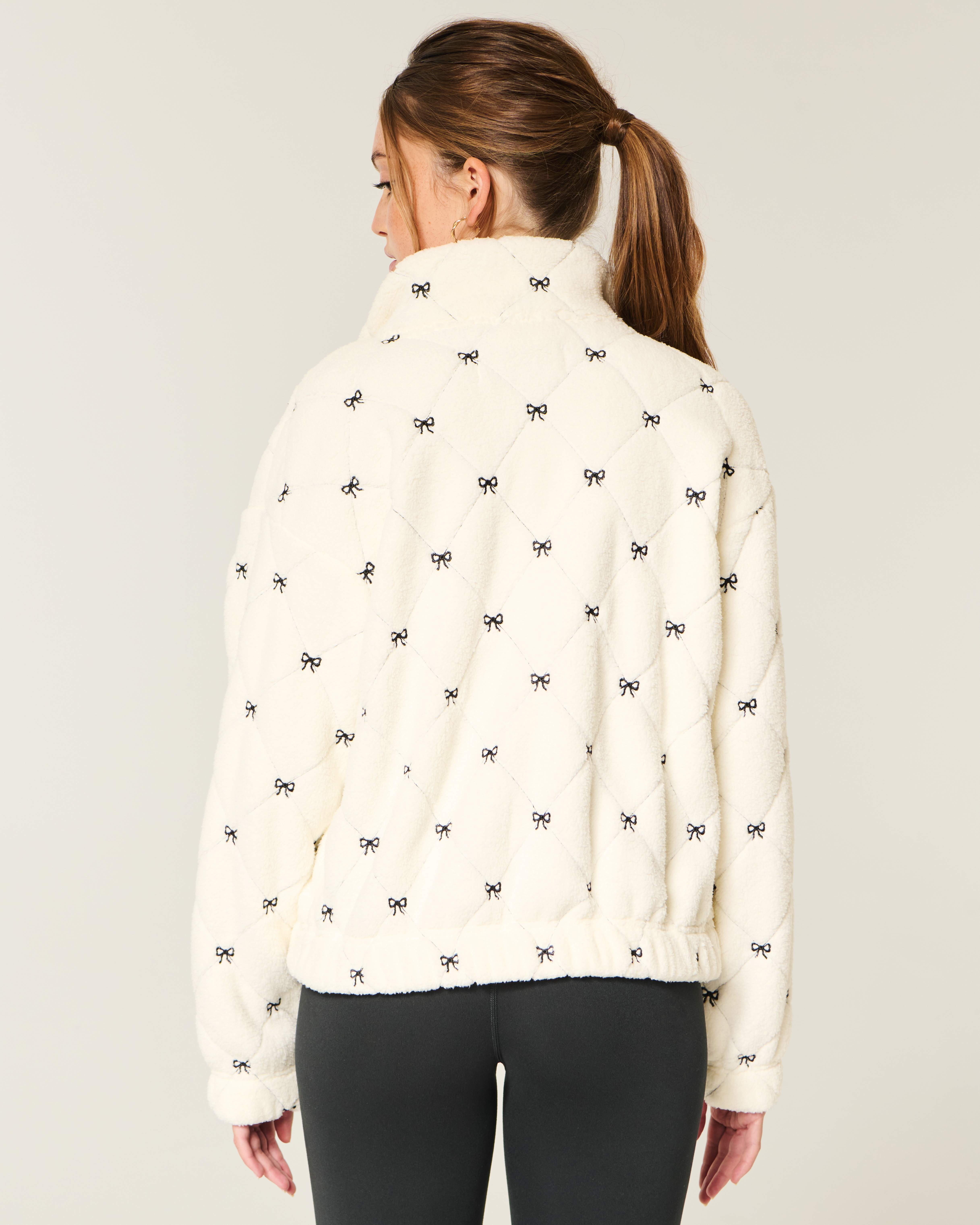 Gilly Hicks Sherpa Embroidered Zip-Up Top