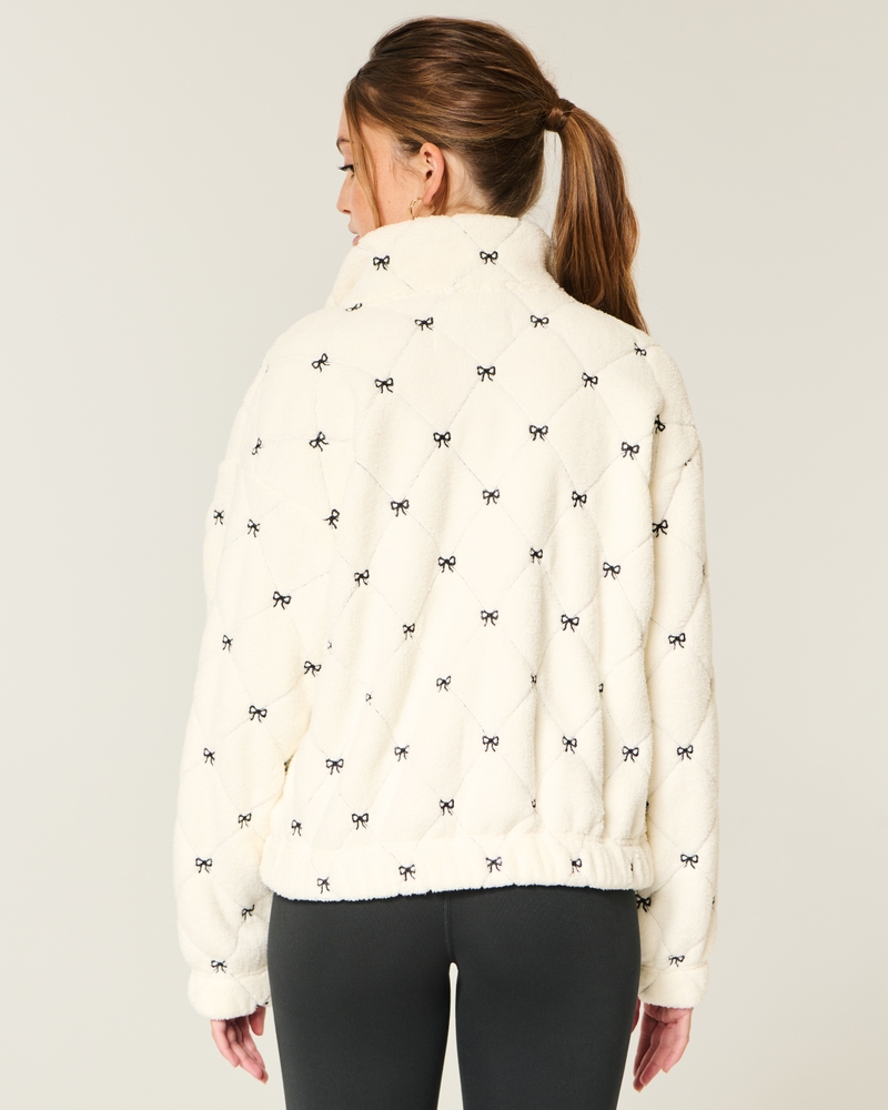 Gilly Hicks Sherpa Embroidered Zip-Up Top