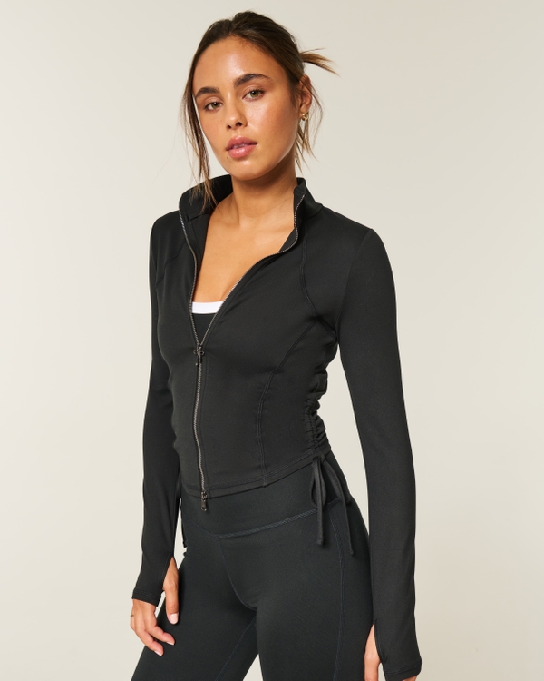 Gilly Hicks Active Recharge Side-Tie Zip-Up Jacket, Black view 1