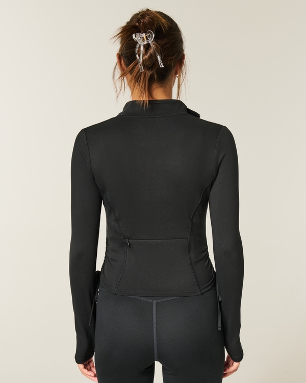 Gilly Hicks Active Recharge Side-Tie Zip-Up Jacket, Black view 2