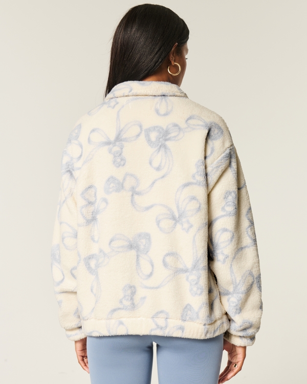 Gilly Hicks Cozy Mock-Neck Quarter-Zip Sweatshirt, Cloud White Print view 2