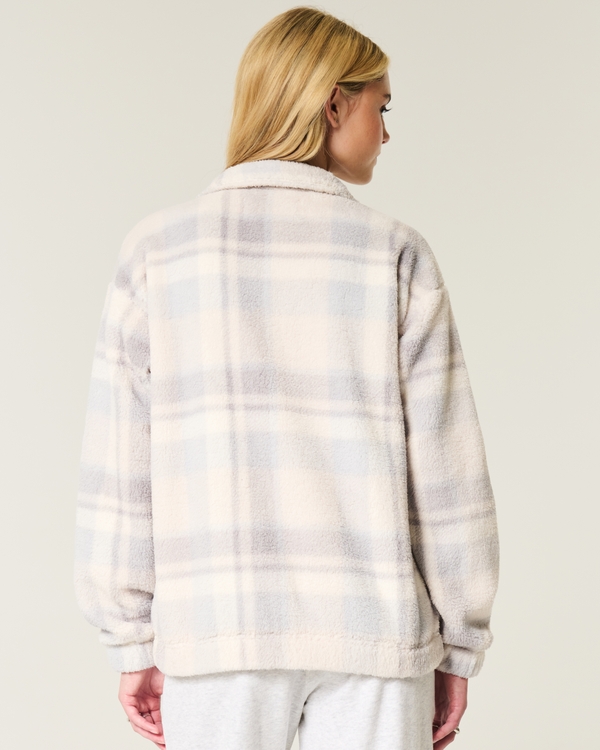 Gilly Hicks Cozy Zip-Up Sweatshirt, Ice Blue Plaid view 2