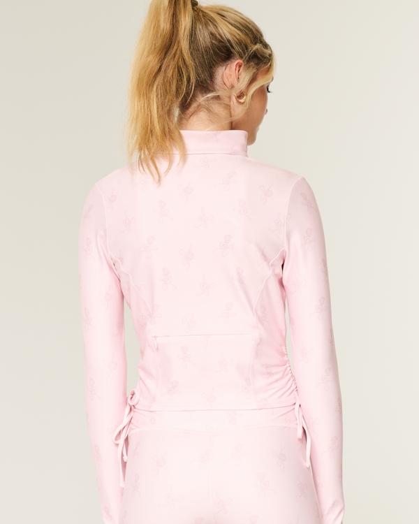 Gilly Hicks Active Recharge Side-Tie Zip-Up Jacket, Light Lilac Locket Print view 2