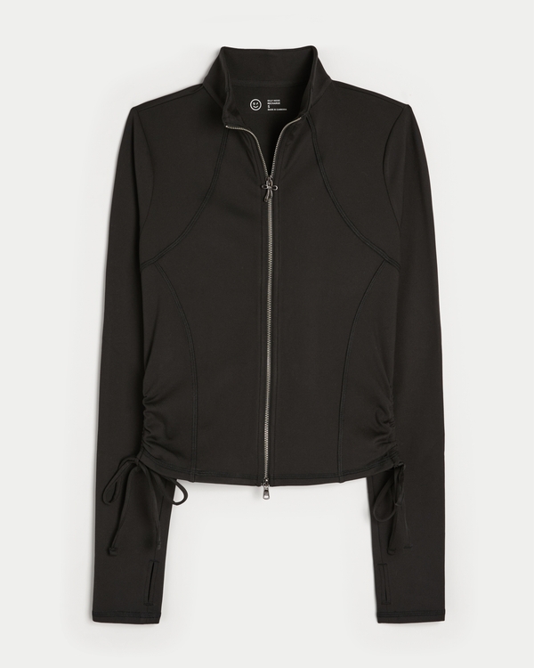 Gilly Hicks Active Recharge Side-Tie Zip-Up Jacket, Black view 1