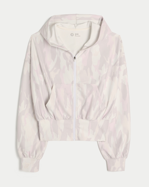 Gilly Hicks Active Recharge Easy Zip-Up Jacket, Light Pink Camo view 1