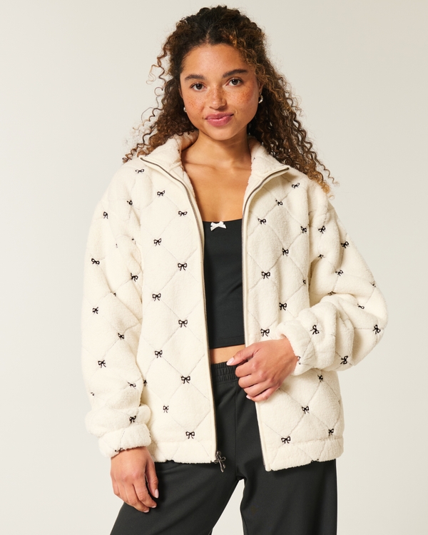 Gilly Hicks Cozy Zip-Up Sweatshirt, Cloud White Print view 1