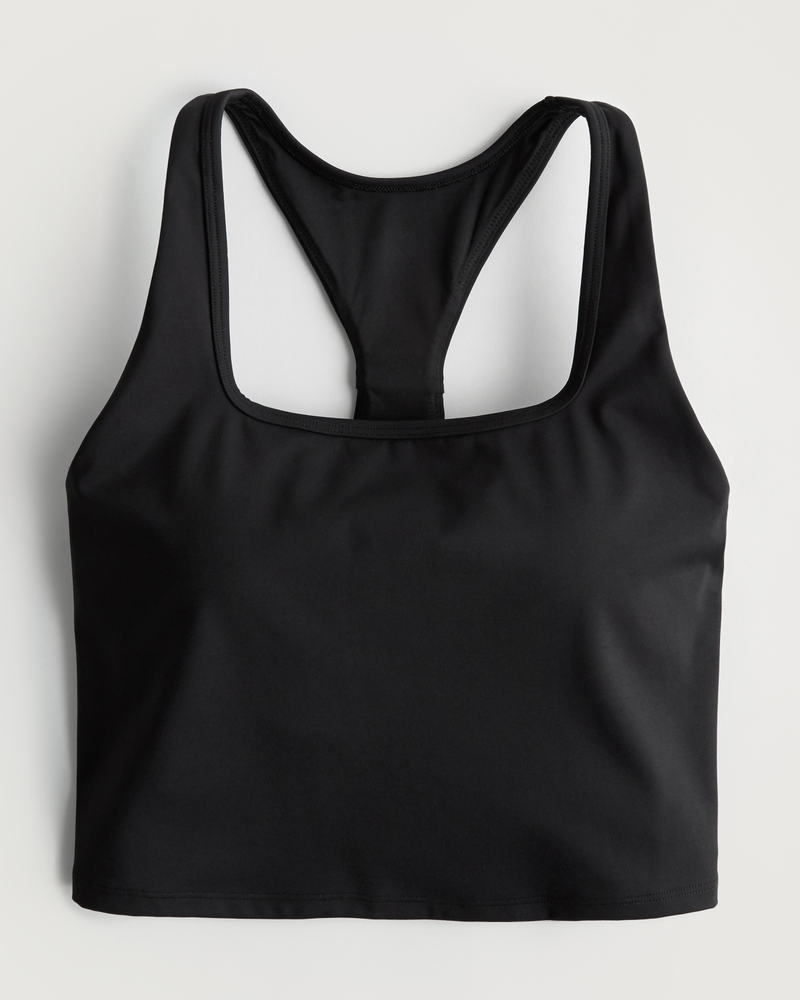 Hollister square neck halter top in black with support bra
