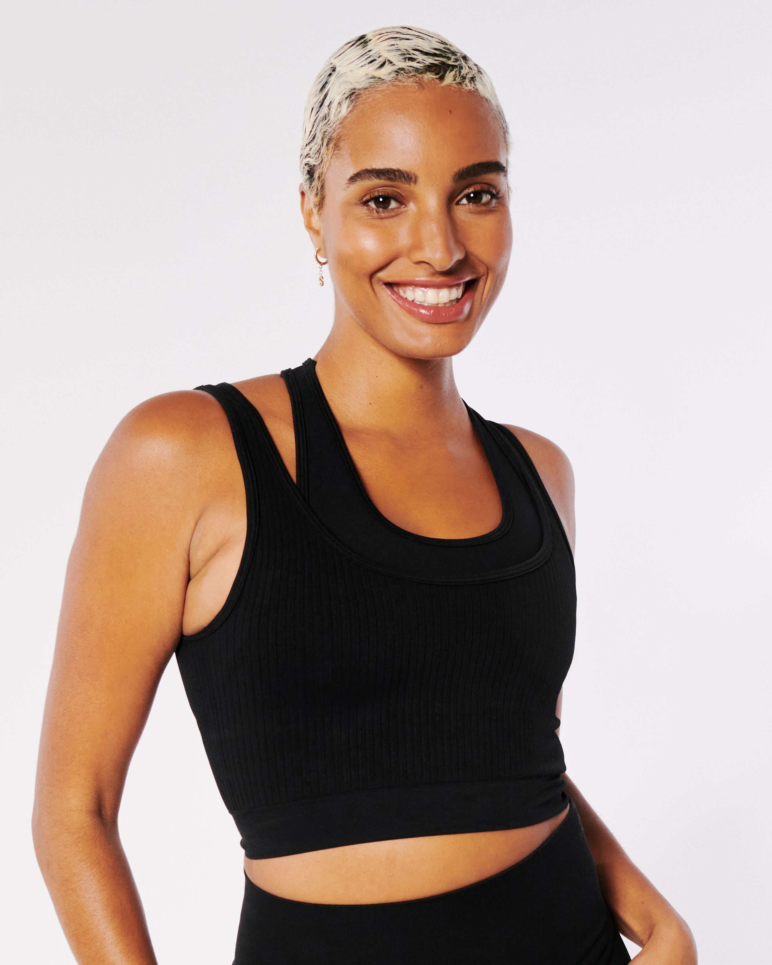 Hollister Gilly Hicks Active Seamless Ribbed Plunge Sports Bra