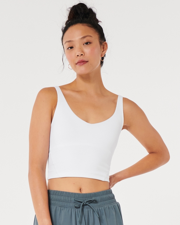 Gilly Hicks Active Recharge Ribbed Plunge Tank, White view 1