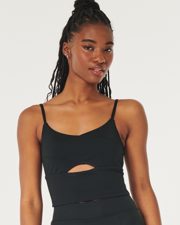 Hollister cut out high neck tank top in black