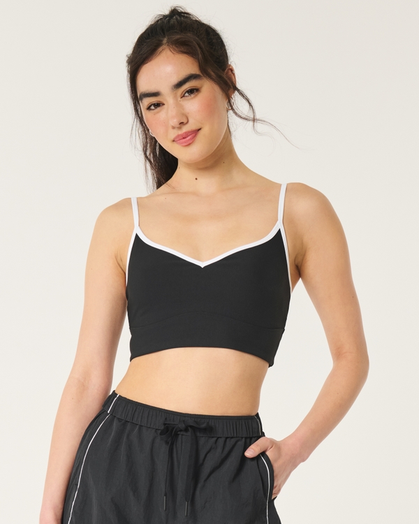 Gilly Hicks Active Ribbed Sweetheart Midi Sports Bra, Black