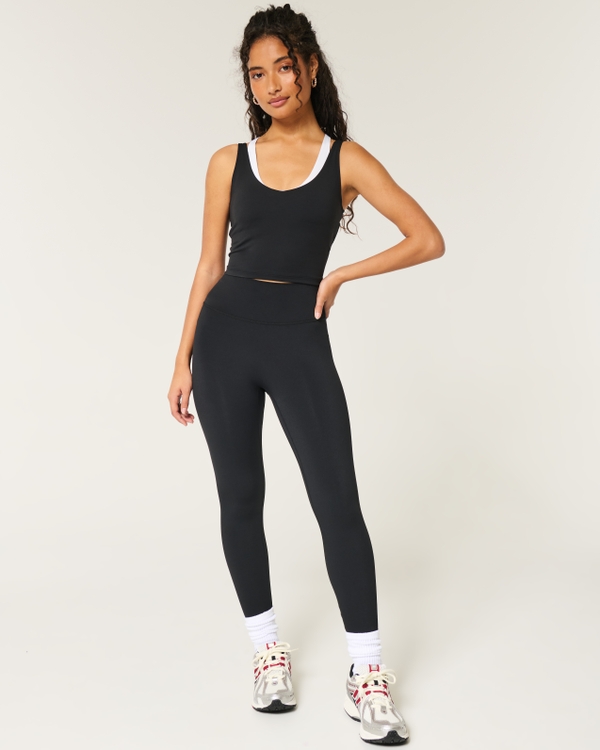 Gilly Hicks Active Boost Layered Plunge Tank, Black view 2