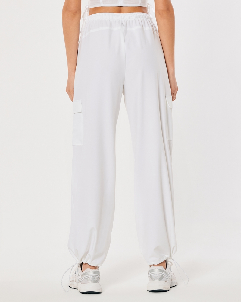 Chalk White Women's Brief Elastic Waist Wide Leg Cargo Pants