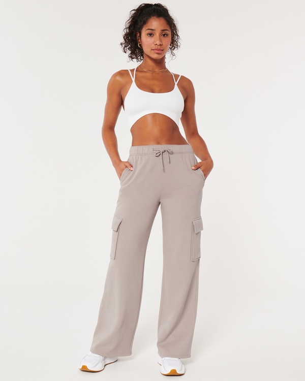 Gilly Hicks Active Wide-Leg Cargo Sweatpants, Light Brown