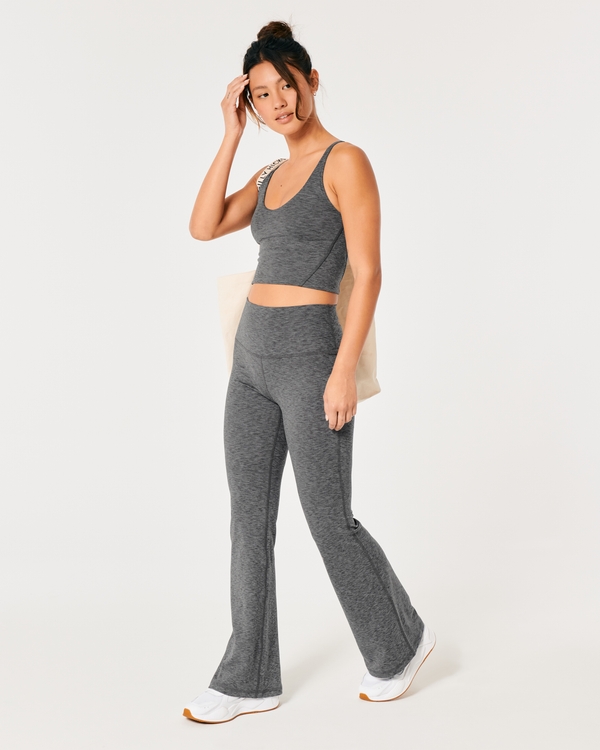 Gilly Hicks Active Recharge High-Rise Flare Leggings, Dark Heather Grey