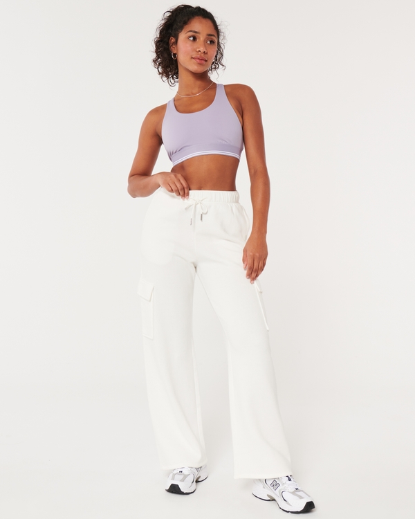 Gilly Hicks Active Wide-Leg Cargo Sweatpants, Winter White