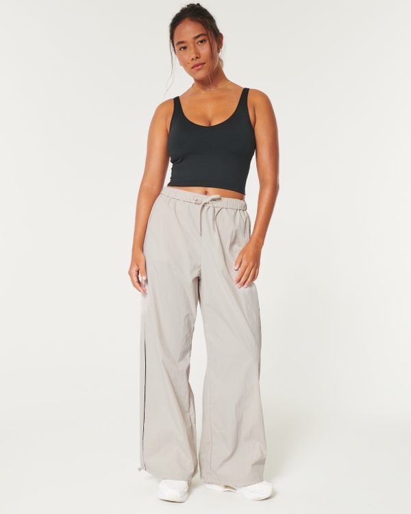Gilly Hicks Active Tipped Crinkle Parachute Pants, Stone view 2