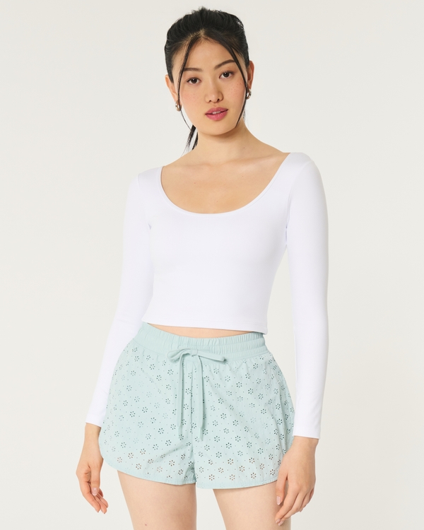 Gilly Hicks Active Eyelet Shorts, Cloud Blue