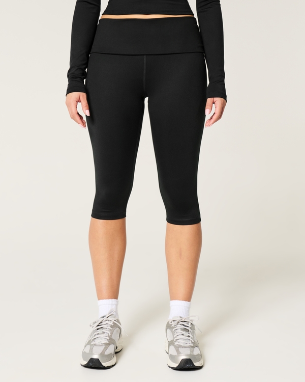 Gilly Hicks Active Recharge Foldover Waist Capri Pants, Black view 2