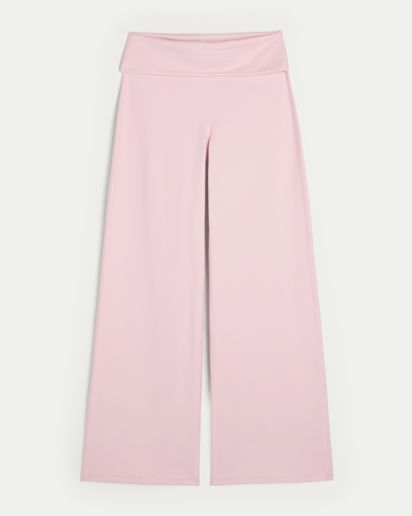 Gilly Hicks Active Recharge Foldover Waist Wide-Leg Pants, Light Lilac view 1
