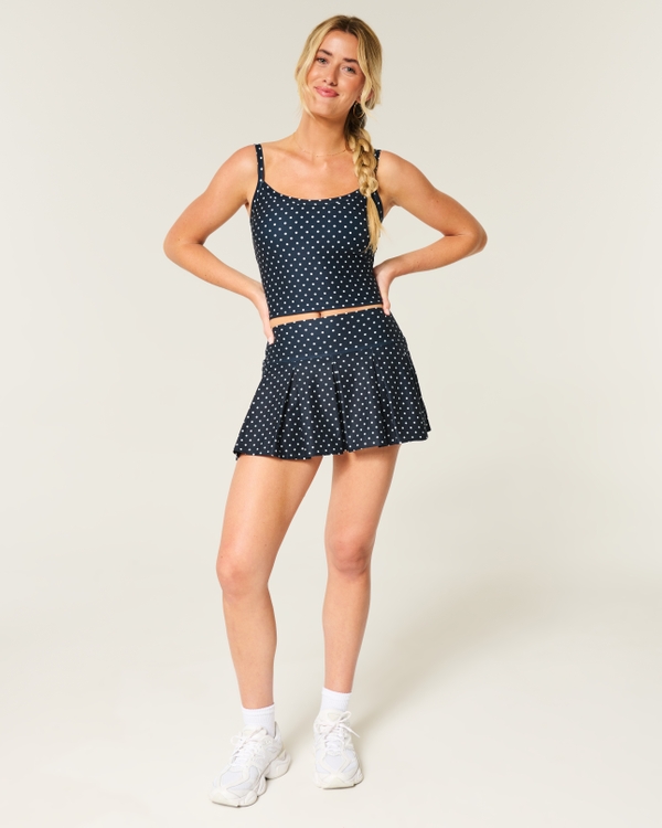 Gilly Hicks Active Drop-Waist Pleated Skortie, Navy Dot view 2