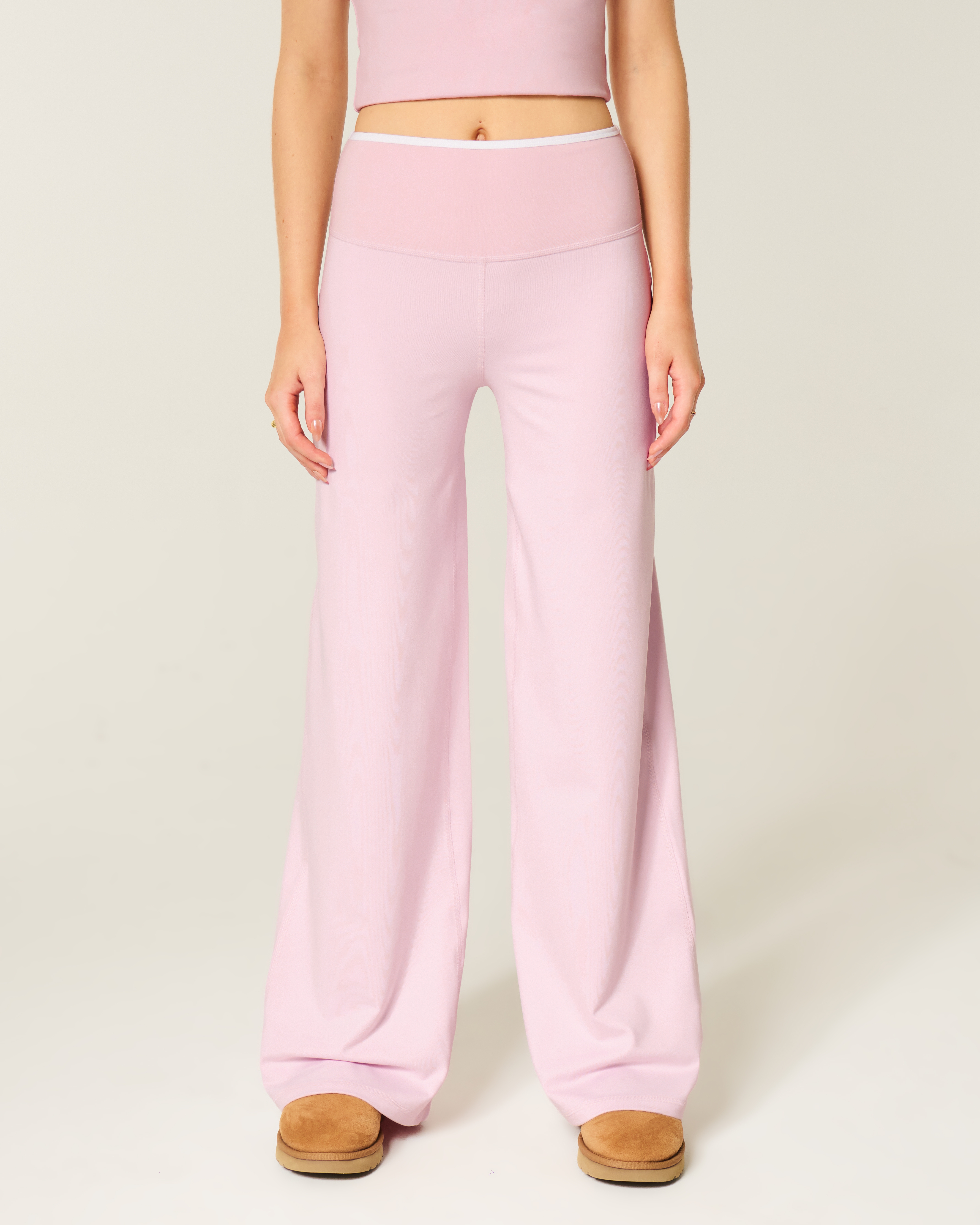 Gilly Hicks Active Recharge Foldover Wide-leg Pants In Purple