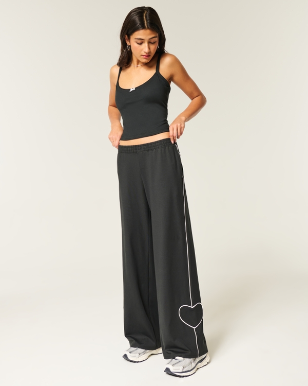 Gilly Hicks Active Recharge Heart Baggy Pants, Black view 1