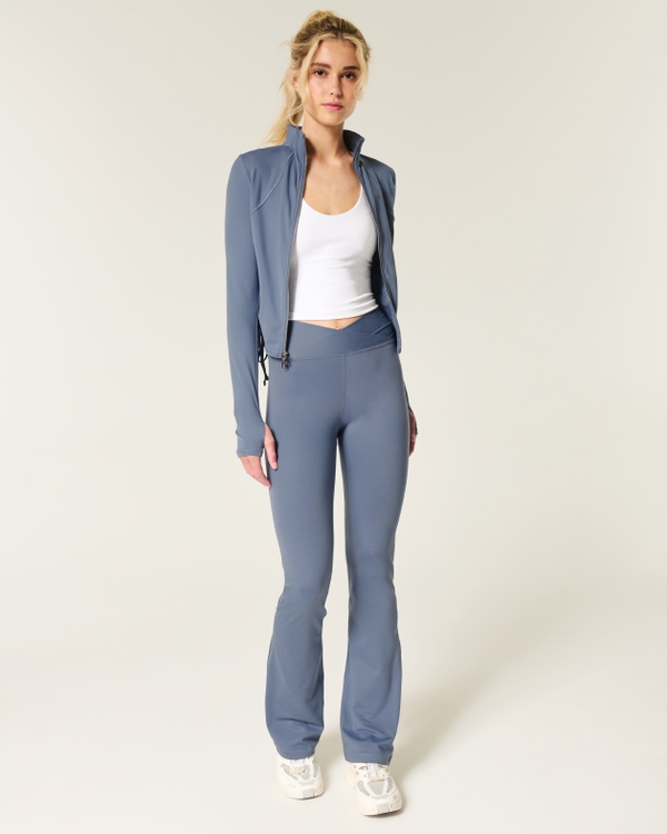 Gilly Hicks Active Recharge Wrap Boot Pants, Blue Grey view 1