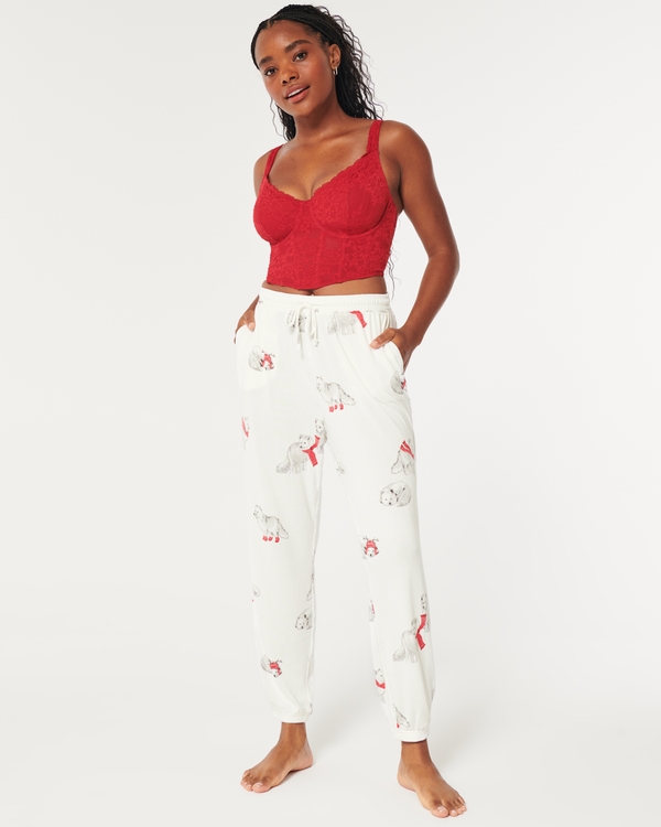 Gilly Hicks Cozy Pajama Joggers, White Print