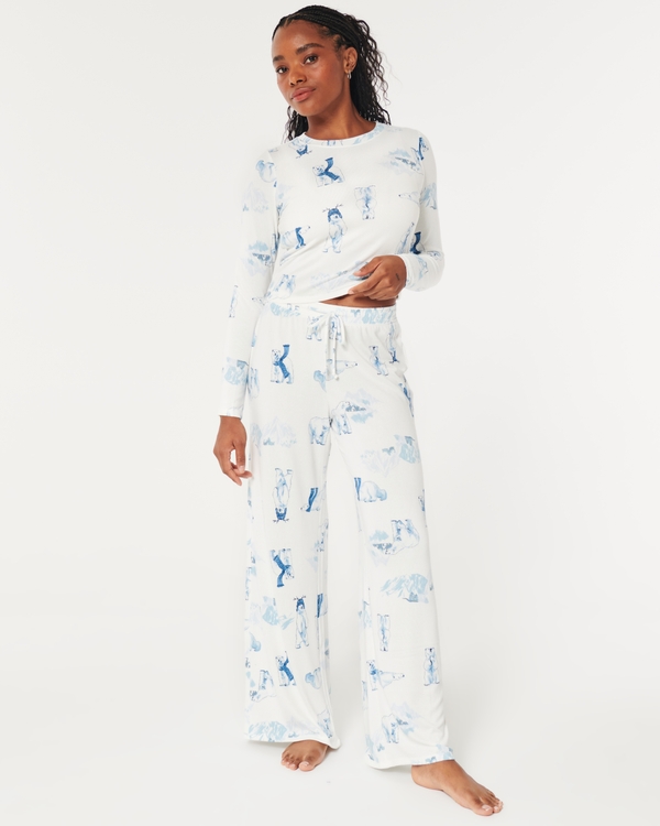 Gilly Hicks Cozy Sleep Set, White Print