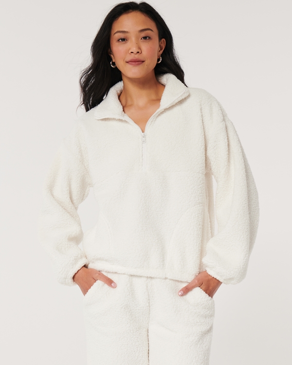 Half zip sherpa sweatshirt on sale hollister