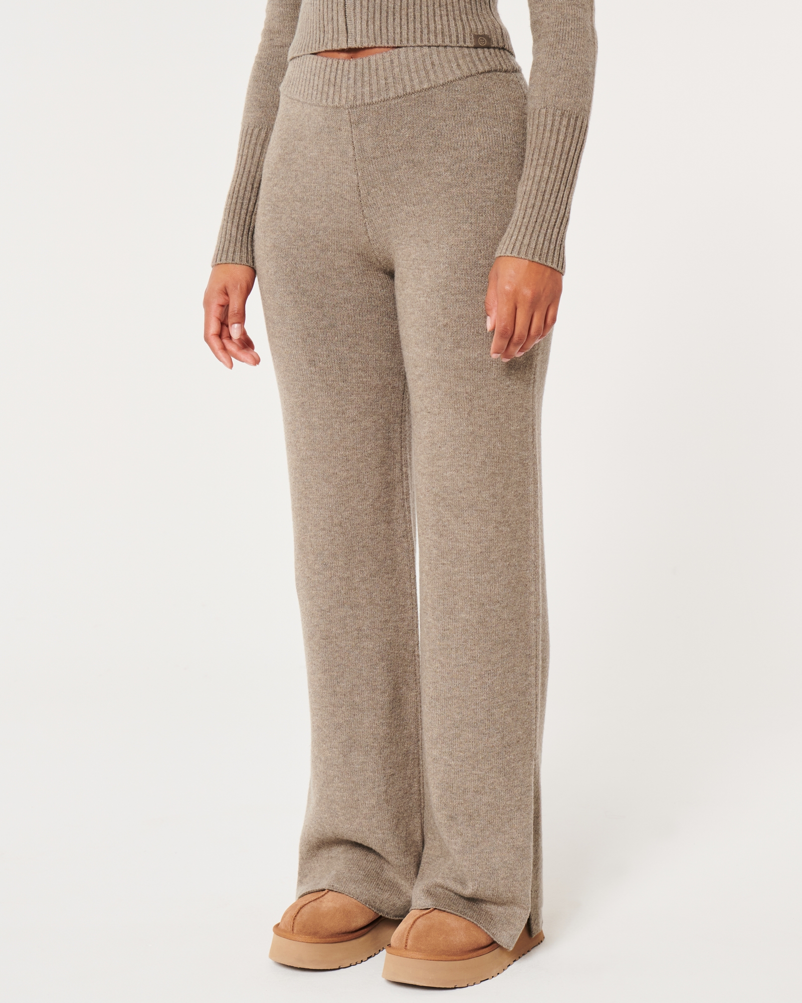 Hollister Gilly Hicks Sweater-knit Flare Pants in Brown