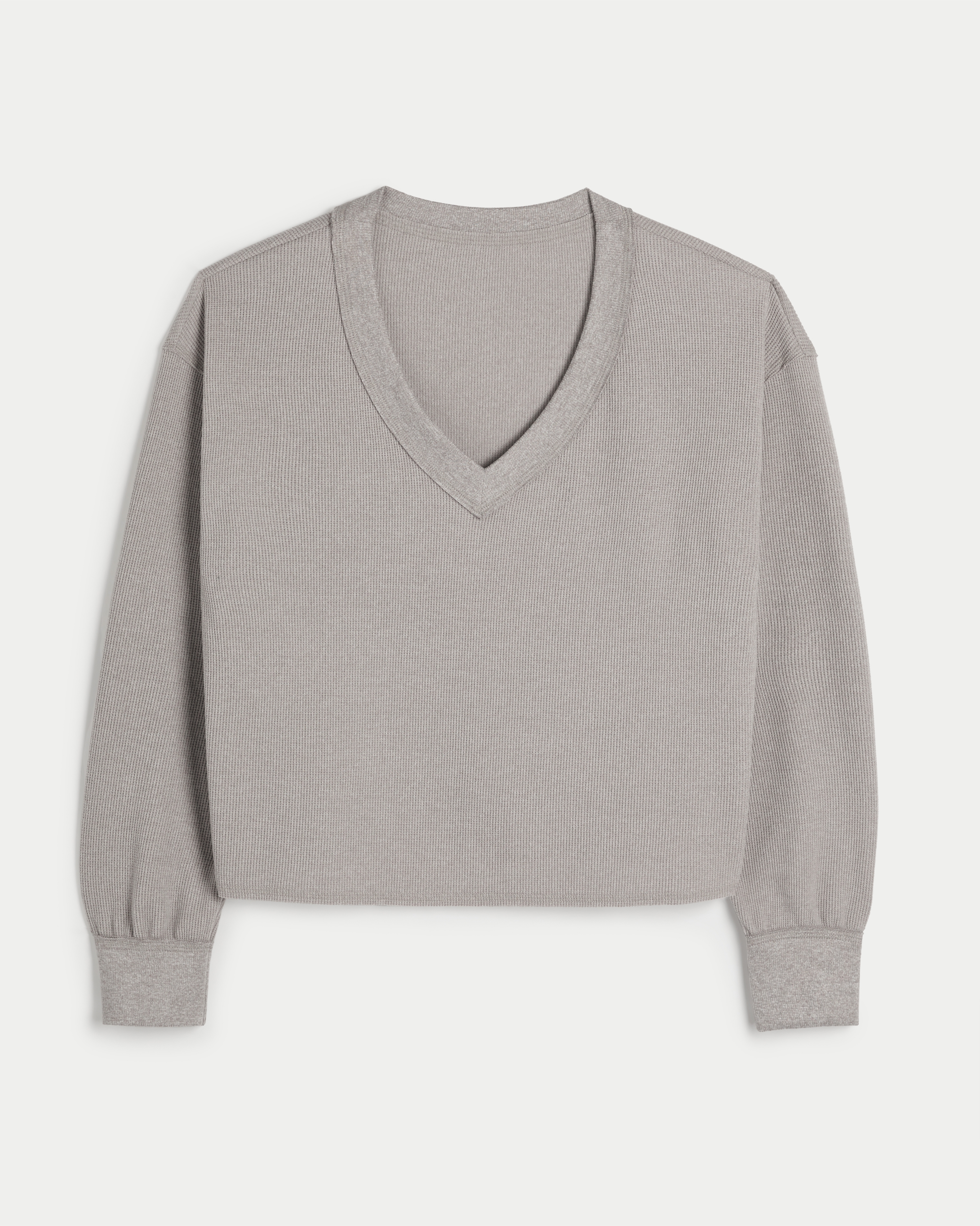 Hollister oversized ribbed crew neck knit sweater in gray