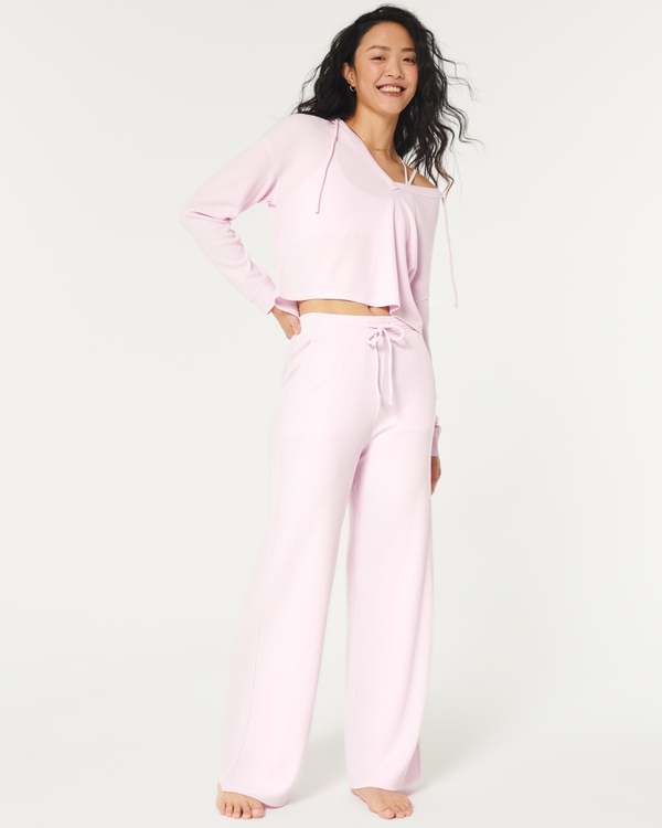 Gilly Hicks Waffle Wide-Leg Pants, Light Pink