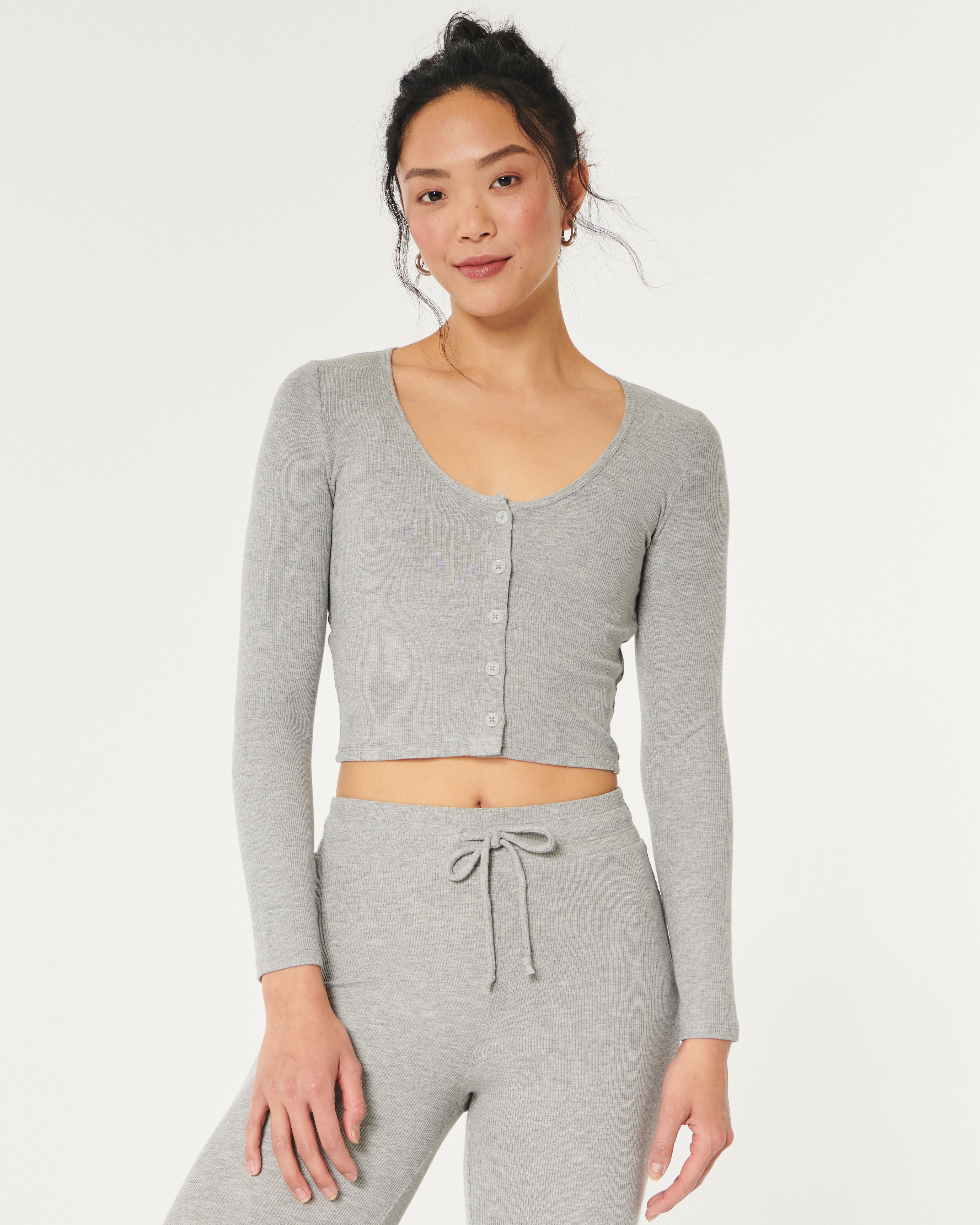 Gilly Hicks Jersey Rib Crop Cardigan