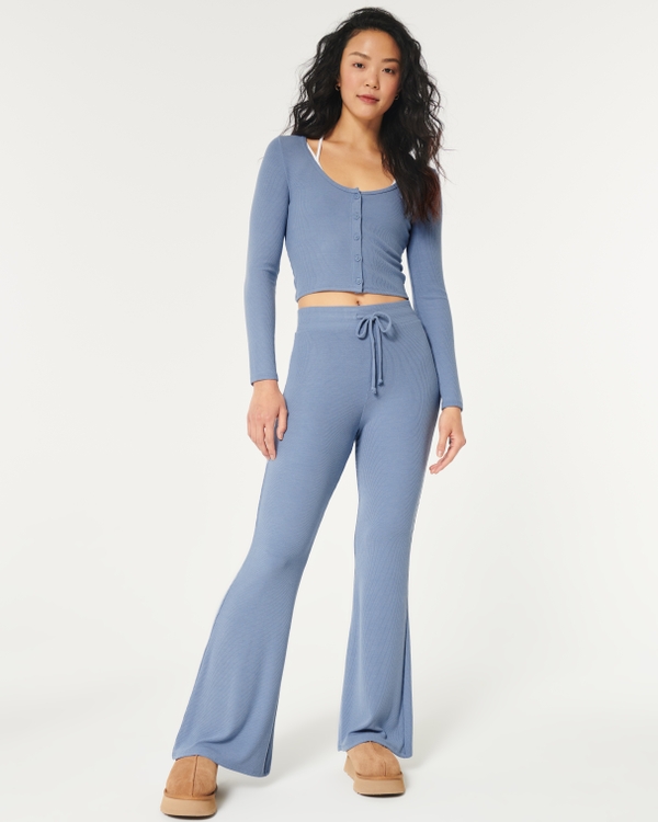 Gilly Hicks Jersey Rib Flare Pants, Blue