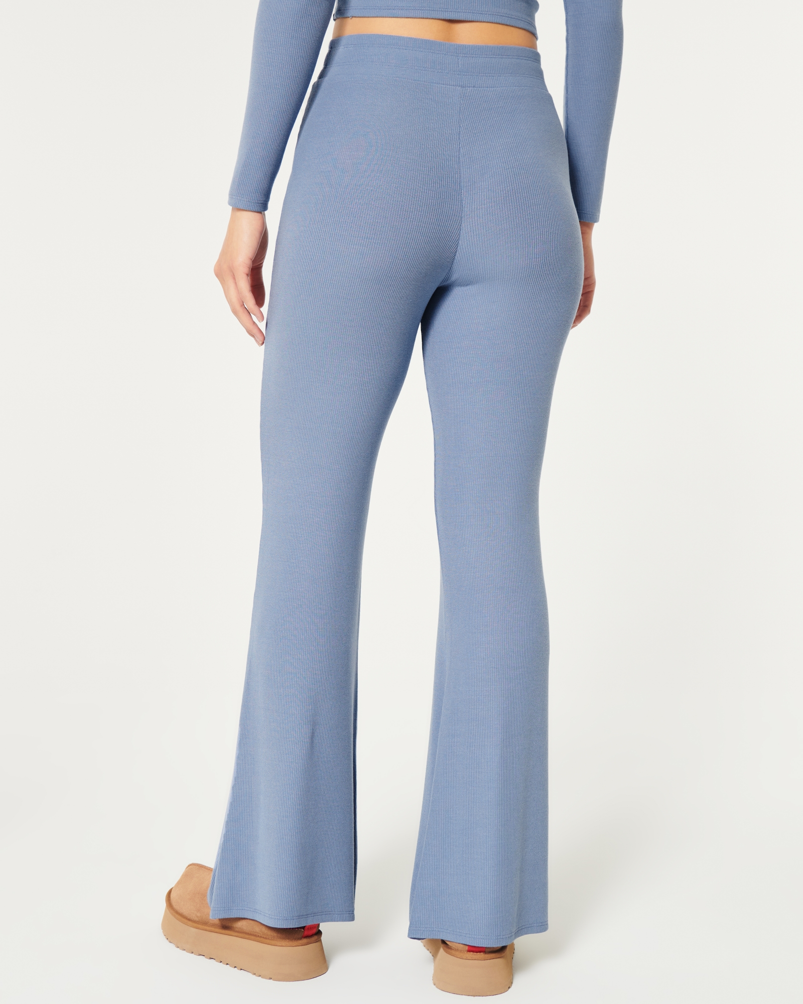 Medium Grey Heather | Women Ribbed Flare Lounge Pants