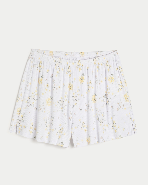Gilly Hicks Ribbed Shorts, Yellow Floral