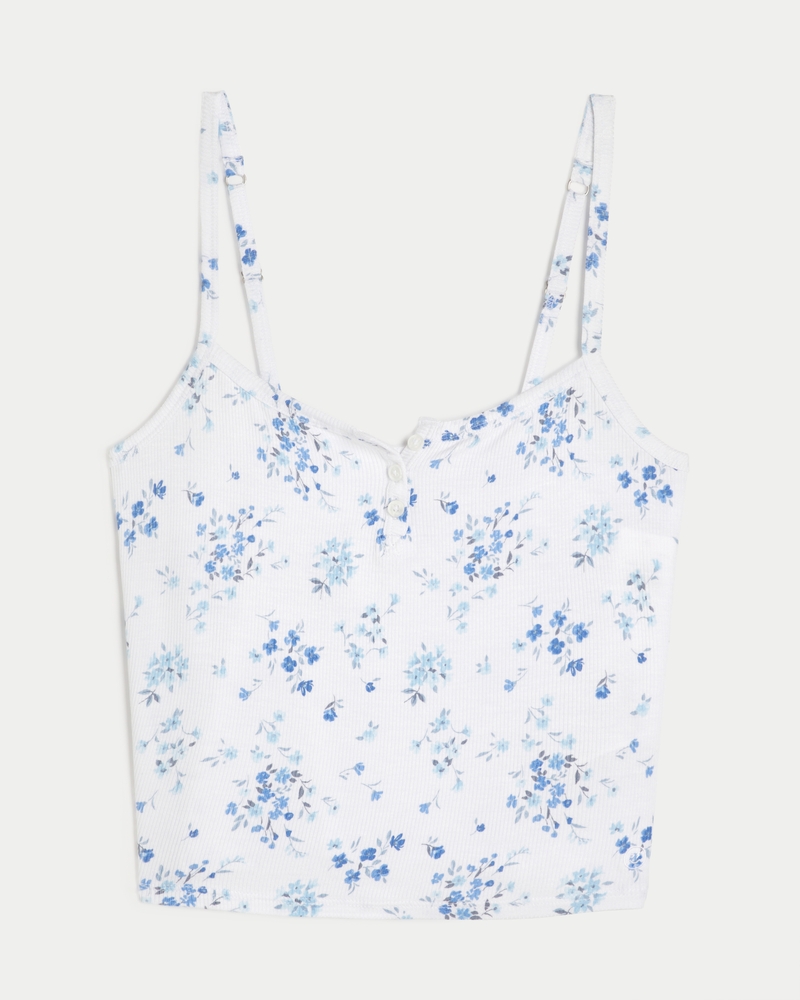 Hollister Gilly Hicks Jersey Ribbed Lace Trim Sleep Tank