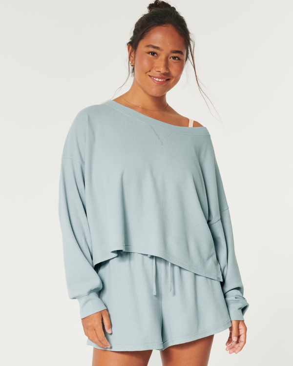 Gilly Hicks Waffle Off-the-Shoulder Top