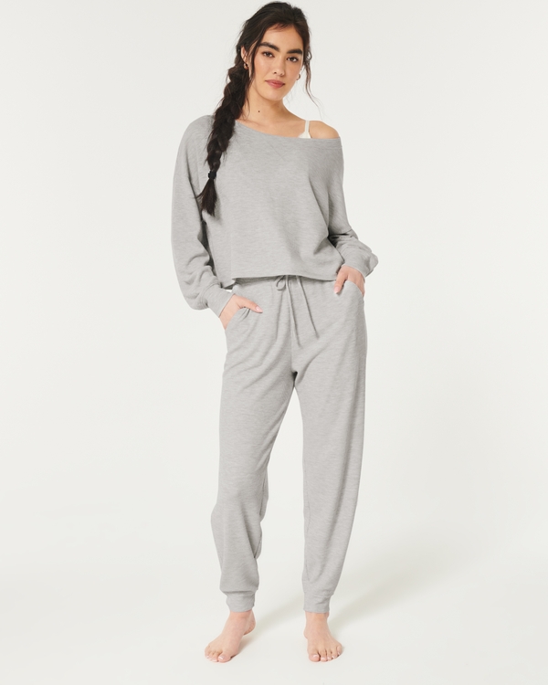 Gilly Hicks Waffle Joggers, Light Heather Grey