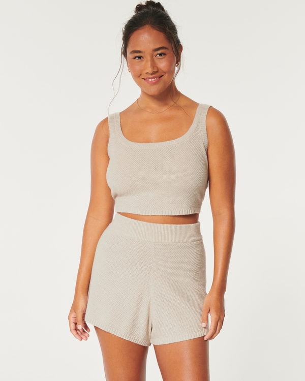Gilly Hicks Sweater-Knit Shorts, Light Heather Oatmeal