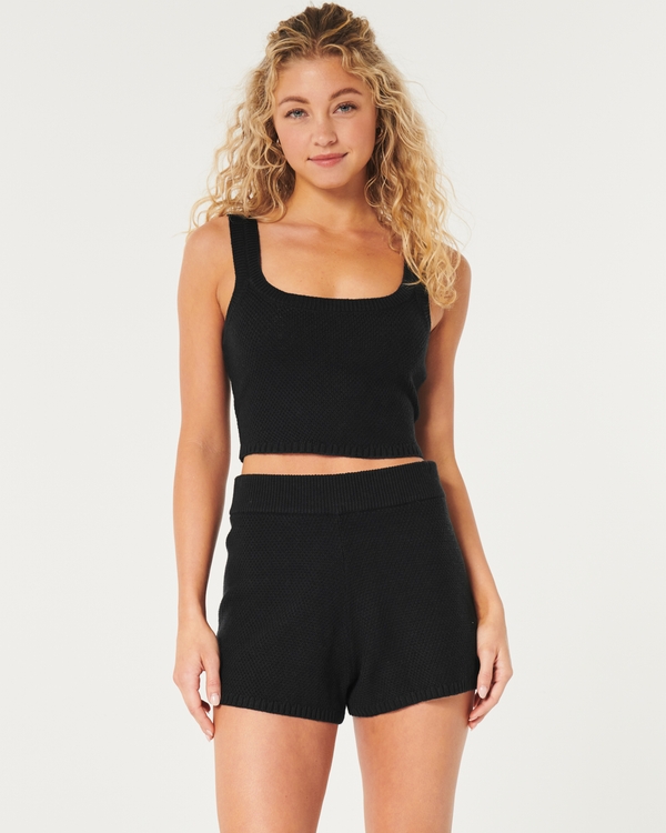 Gilly Hicks Sweater-Knit Shorts, Black