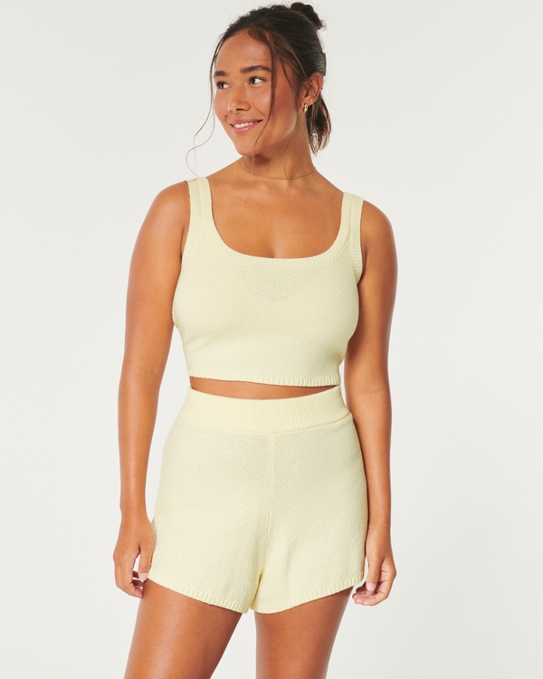Gilly Hicks Sweater-Knit Shorts, Pale Yellow