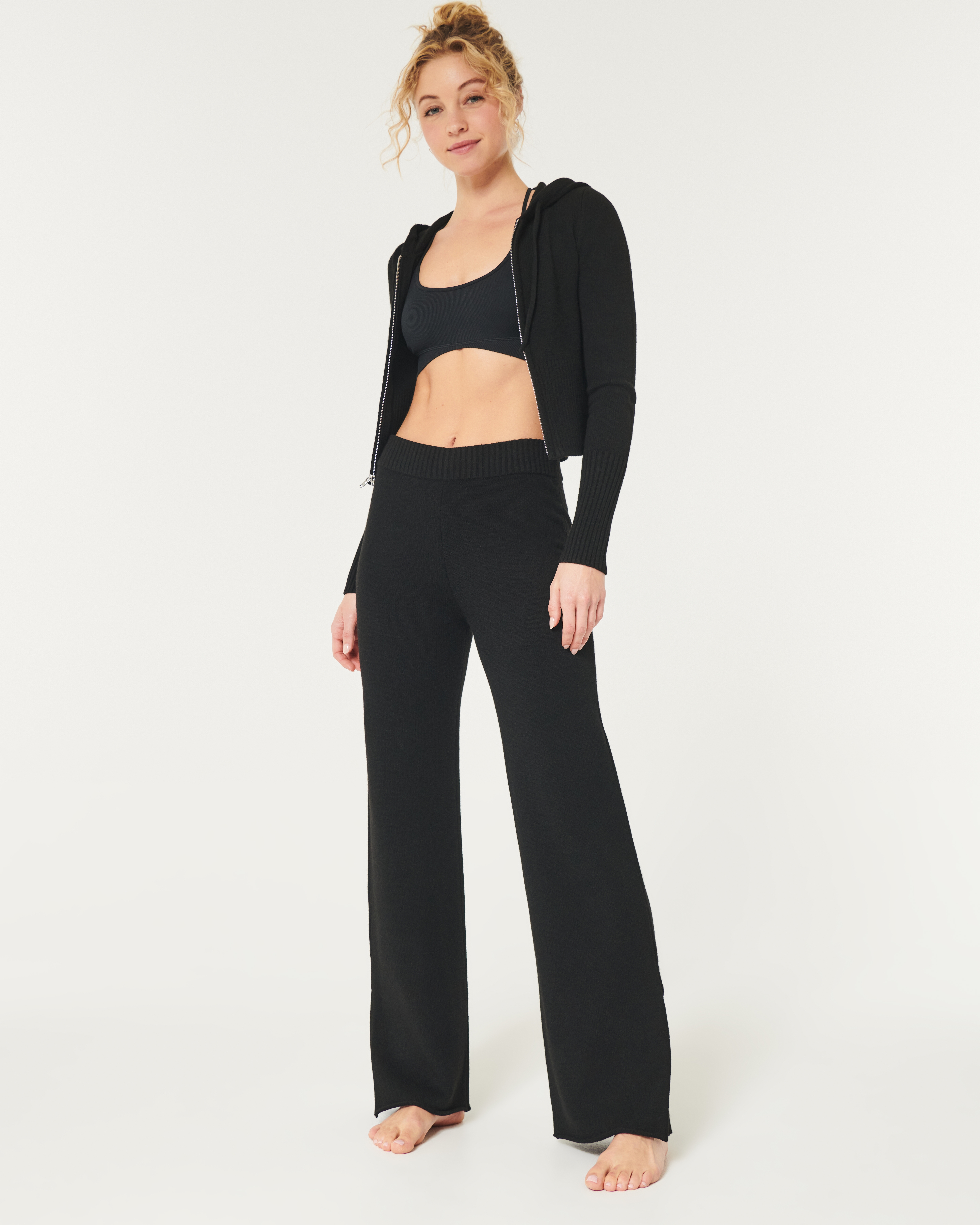 Gilly Hicks Cozy Sweater-Knit Foldover Waist Boot Pants at